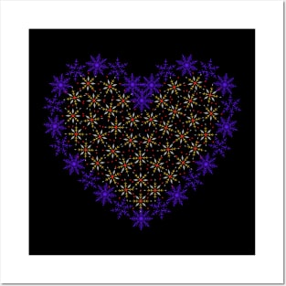 Violet snowflakes fancy heart Posters and Art